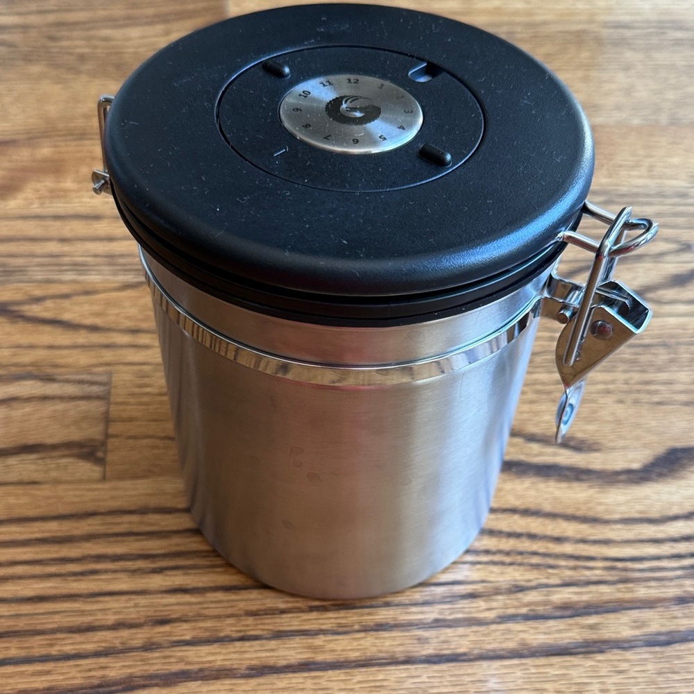 Coffee Gator Stainless Steel Airtight Food Storage Container with Black Lid